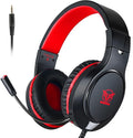 H-10 Gaming Headset for PS4, Xbox One, PC, PS5, Nintendo Switch, Stereo Wired Noise Cancelling Over Ear Headphones with Mic for Kids Adults, Bass Surround, Soft Memory Earmuffs, Red