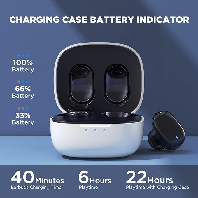 HTC True Wireless Earbuds 7 Bluetooth 5.3, in-Ear Headphones Noise Cancelling 10mm Driver with Deep Bass for Gaming, Working -40ms Ultra Low Latency/22H Playtime/Game Modes/Built-in Mic-Black