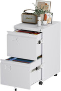 Reemoon File Cabinet 2 Drawer, Locking Filing Cabinet with Business Card Slot for Letter/Legal/F4/A4 Size Folders,Required Assembly,14.57" W x 17.36" D x 25.79" H,White