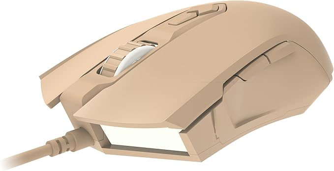 Lomiluskr AJ52 RGB Wired Gaming Mouse, 7 Programmable Buttons, Computer Mice with RGB Lighting, 200-4800 DPI Adjustable, for Windows/Mac OS/Linux (MilkTea)