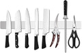 16 Inch Black Magnetic Knife Holder for Wall, No Drilling Adhesive Knife Strip with Powerful Magnet and Expanded Screws, Wall Mount Knife Rack for Knives, Includes Adhesive Tape (Silver White)