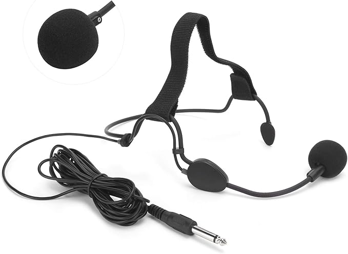 Pwshymi Dynamic Headset Microphone, 6.35MM Jack Headband Headset Microphone Earhook Microphone Portable High-Sensitivity Noise Reduction Dynamic for Singing Headphones
