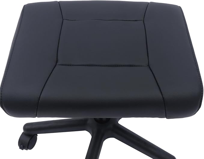 Black Adjustable Foot Stool with Wheels, Footrest Adjustable Height Footstool, Height Adjustable Rolling Leg Rest, Comfortable and Soft Leather Mat Footrest, for Bar, Home, Office Use