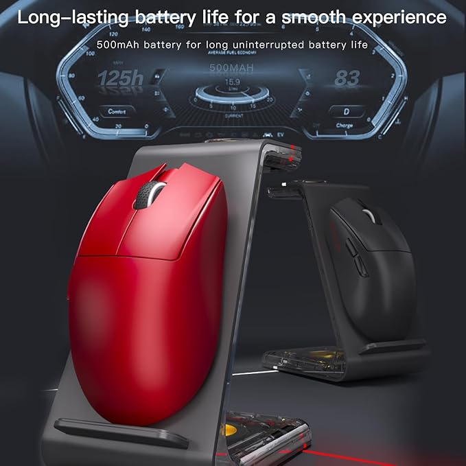 Darmoshark N5 Wireless Gaming Mouse,Tri-Mode 2.4G/USB-C/Bluetooth Mouse Up to 26000DPI,PAW3395 Optical Sensor,PC Gaming Mice with 7 Programmable Button,Suitable for Windows and Mac,500mAh-R