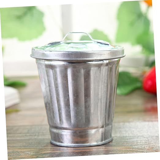 Toyvian 3pcs Mini Can for Desktop Material Slim Bathroom Trash Can Lid Adorable Waste Bin Flowerpot