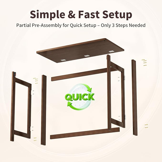 Bamboo Foldable Desk, Folding Desks for Small Spaces, 32.68 Inch Small Foldable Computer Table, Space Saving Sofa Table for Couch, Bedroom or Home Office, Brown