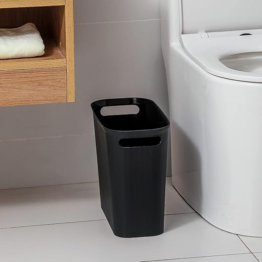 rejomiik Bathroom Small Trash Can Slim Garbage Can Wastebasket 3.5 Gallon Plastic Trash Bin Container for Bedroom, Home, Office, Dorm Room, Kitchen, 2 Pack Black