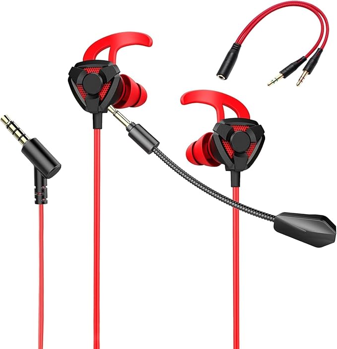 Gaming Headset with Microphone Wired Gaming Earbuds PC for One PS4 PS5 Nintendo Switch PlayStation 5 Games Mobile Phone,Detachable Earphones Noise Cancelling Gaming Headphones with Mic