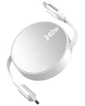 240W USB C to USB C Cable, Retractable usb c Cable Fast Charger Lead,Short Type-C Car Charging Wire for MacBook Pro/Air,IPhone 17/16 Pro Max/15Plus/17e,iPad,Samsung Galaxy,Google Travelling Essentials