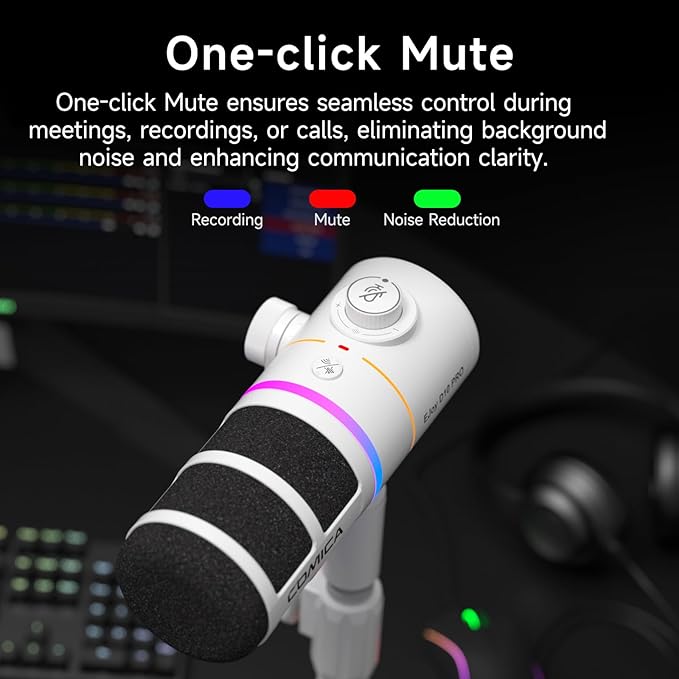 EJoy D10 PRO(D) COMBO Dual-Channel Wireless USB Gaming Microphone – RGB Dynamic Mic with Wired/Wireless Modes, XLR/USB-C, Real-Time Monitoring, Studio Mic for Streaming, Podcast, Recording (White)