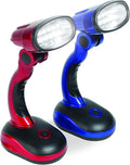 IdeaWorks Jobar International (Set/2) LED Desk Lamps with Pivoting Heads and Handled Necks, Large, Red Blue