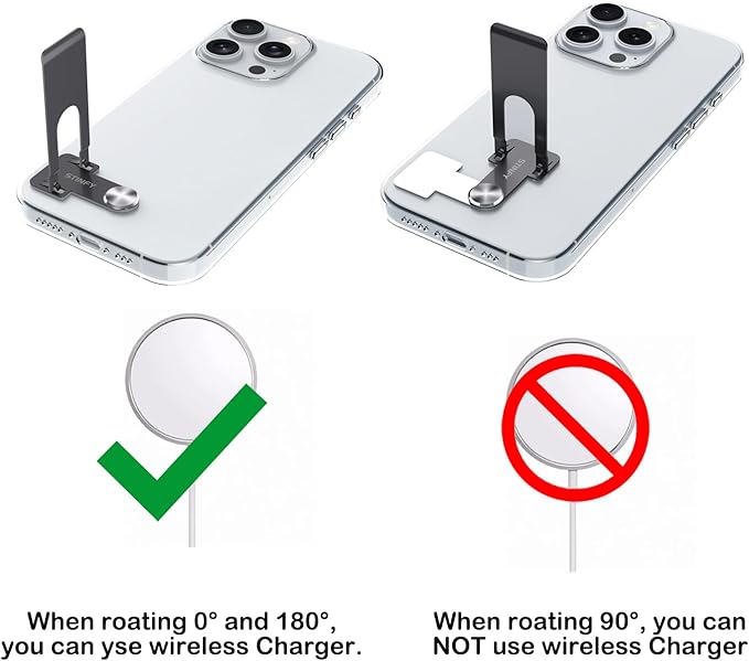 Phone Slim Stand Thin Kickstand, Ultra Thin Vertical Horizontal Universal Steel Metal Stable Mount Attachable Pocket Friendly Phone Holder for iPhone Samsung Phone Case (Black 1-Pack)