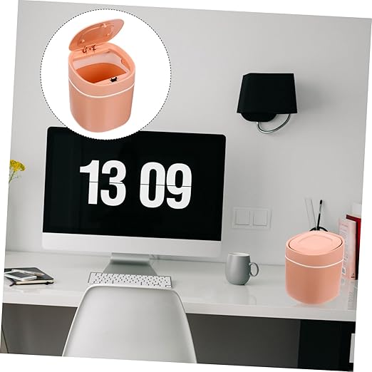 SOLUSTRE 1pc Plastic Desktop Trash Can Small Desk Bin Slim Garbage Holder Mini Lid