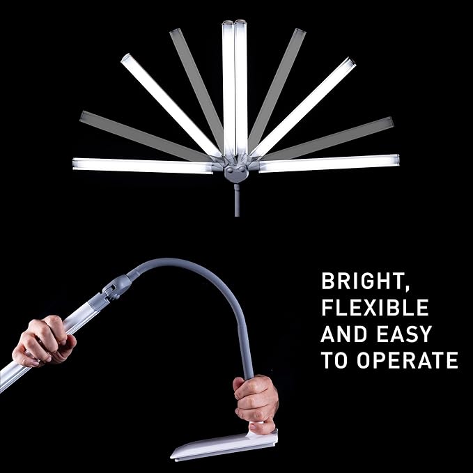 DuoPro™ Table Lamp - Double Shade LED Task Lamp, 4 Brightness Levels, 6,000K Daylight, 2,100 Lux, Anti-Glare, Flexible Arm, Touch Dimmer - Ideal for Sewing, Crafting, Reading