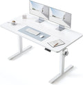 BANTI 55 × 24 Inches Standing Desk, Ergonomic, Electric Height Adjustable, Sit and Stand Up, Computer Office Desk with Splice Board, White Frame/Whitetop