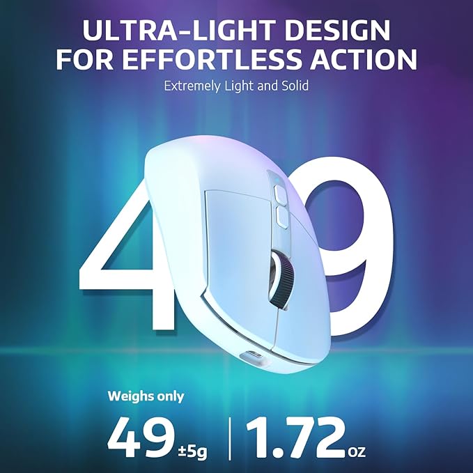 ATTACK SHARK X6 49g Superlight Wireless Gaming Mouse with Magnetic RGB Charging Dock, BT/2.4GHz Wireless/Wired Mouse, Ultralight Mice PixArt PAW3395 Sensor, 26000DPI, 200Hrs Battery for WIN/Mac