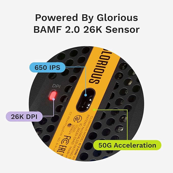 Glorious Gaming - Superlight Wired PC Gaming Mouse with Honeycomb Shell, 6 Programmable Buttons, RGB Lighting & PTFE Skates - Model O 2 Mini, Matte Black