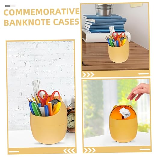 Angoily 2pcs Mini Desk Trash Can Bin Lid Slim Garbage Can for Desktop Small Bedroom Trash Lid