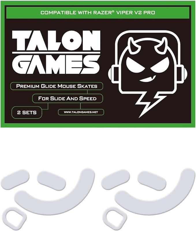 2Sets of TALONGAMES Rounded Curved Edges Mouse Feet Skates Compatible with Razer Viper V2 Pro Wireless Gaming Mouse Feet Replacement,0.8mm,Pure PTFE Material with Super Smooth Glide Pads