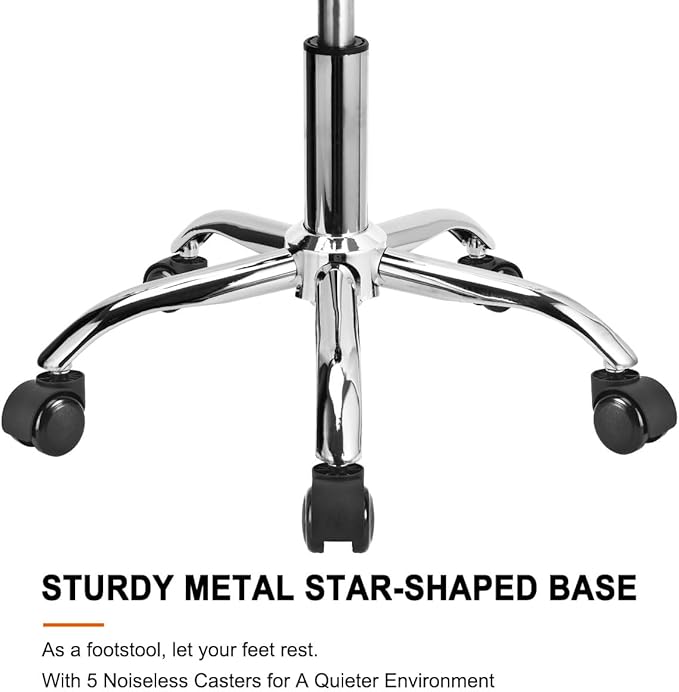 JOSTZHXIN Rolling Stool Backrest, Thick Seat Padding, Heavy Duty Home Office Rolling Chair, Adjustable Height Swivel Stool Chair for Nail Salon Spa Massage Tattoo Work,Dark Grey