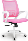 NEO CHAIR Office Desk Computer Chair Ergonomic Mesh Gaming Cushion Seat with Comfy Lumbar Mid Back Support Adjustable Height Swivel Rolling Wheels for Home Task (Pink)