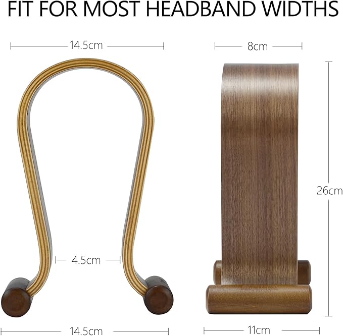 SAMDI Wood Headphone Stand, Headphone Holder Wood Headset Stand Compatible for Sony, Bose, Shure, Jabra, JBL, AKG Gaming Headphones Display et. (Walnut)