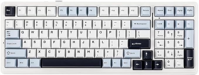 EPOMAKER x Aula F99 Wireless Mechanical Keyboard, Hot Swappable Gasket Custom Gaming Keyboard with Five-Layer Padding, BT/2.4GHz/USB-C, 8000mAh Battery (White Blue, Graywood V3 Switch)
