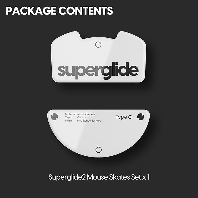 Superglide Glass Mouse Skates - Consistent Controllable Glide, Polished Round Edge, Super Balanced Gaming Mouse Feet with Durable Sole for Razer Viper v3 Pro (Type-C, White)