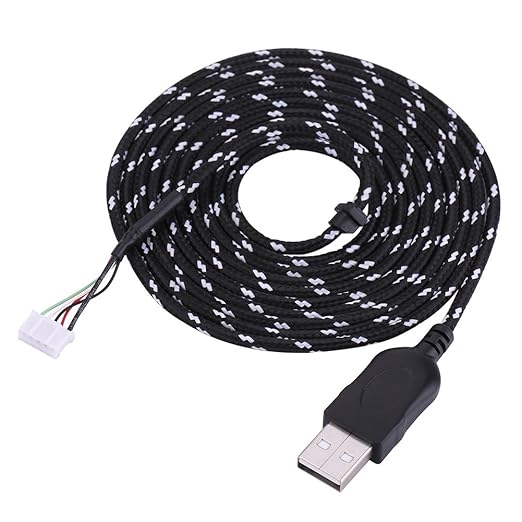Richer-R 2.2 Meters USB Mouse Lines Wire Mice Cable Replacement Part Repair Accessory for Steelseries kana Mouse(Black+White)