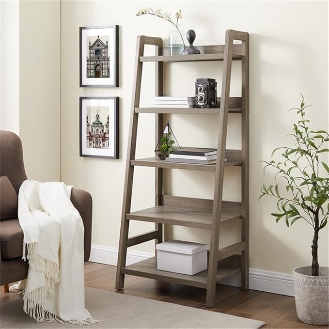 Pemberly Row Set of 3 Filing Cabinet & Ladder Bookcase & Small Space Desk