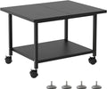 SwaaVee Printer Stand with Storage Under Desk Shelf, Desktop Printer Stand Organizer, Rolling Printer Cart Storage Paper Files Holder for Desk, Office, Home, (Black)