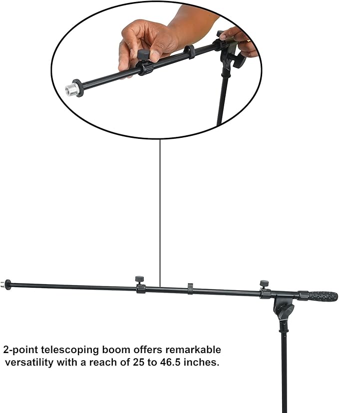 Rockville Podcasting Bundle: RMC-XLR Metal Handheld Dynamic Microphone, Dual Cables, RVMIC1 v2 Pro Tripod Mic Stand, Telescopic Boom, 2-Items