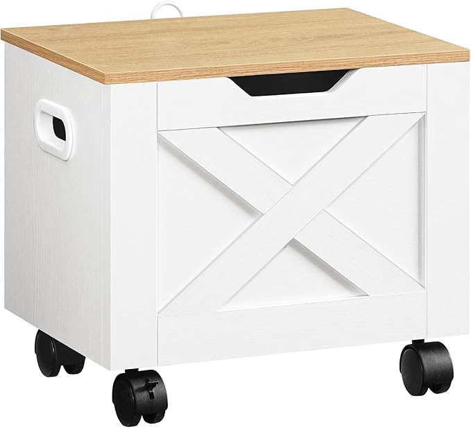 MAHANCRIS Rolling Filing Cabinet, Small File Cabinet Under Desk with Single Drawer, Hanging File Organizer for A4/Letter-Size Documents, Organizer Box, for Home Office, White and Natural FCBN4001