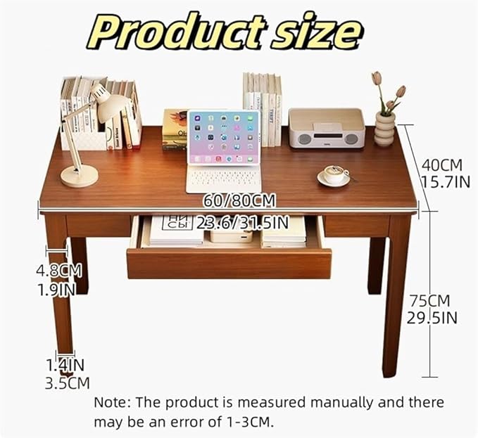 Modern Computer Desk and Chair Set, Wooden Writing Desk, Executive Desk, Study Table (Natural, 60CM-23.6IN)