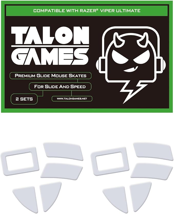 2Sets of TALONGAMES Rounded Curved Edges Mouse Feet Skates Compatible with Razer Viper Ultimate Gaming Mouse Feet Replacement,0.8mm,Pure PTFE Material with Super Smooth Glide Pads