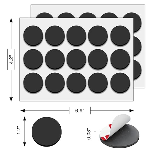 Towjug Flexible Adhesive Magnets for Crafts 1.2x0.08, 30Pcs Peel-&-Stick Magnetic Dots for Classroom, Fridge and Office