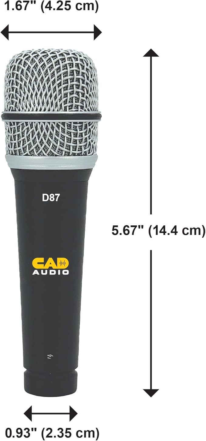 CAD Audio D87 Supercardioid Dynamic Microphone for Drums, Percussion, Acoustic Instruments, Guitar amp – High SPL, Strong Build, for Live and Studio