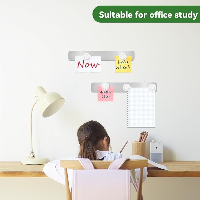 ZDZBLX Magnetic Board 2-Pack, Frameless Memo Bulletin Board Bar for Wall | Adhesive Backing Metal Magnet Board Strips for Office, Home, Kitchen | Includes 7 Strong White Magnet | Metal Magnetic Strips