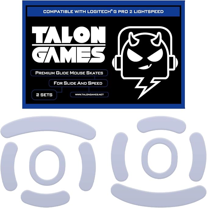 2Sets of TALONGAMES Rounded Curved Edges Mouse Skates Feet Compatible with Logitech G PRO 2 Lightspeed Wireless Gaming Mouse Feet Replacement,0.8mm,Pure PTFE Material Super Smooth Glide Pads
