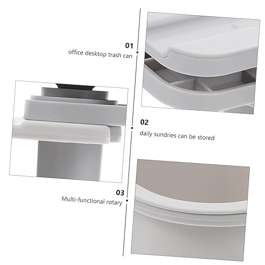 VANZACK Rotating Storage Box Slim Trash Bin Mini Desktop Trash Can Cubbies Storage Clipping Garbage Can Abs Material Safe Tasteless