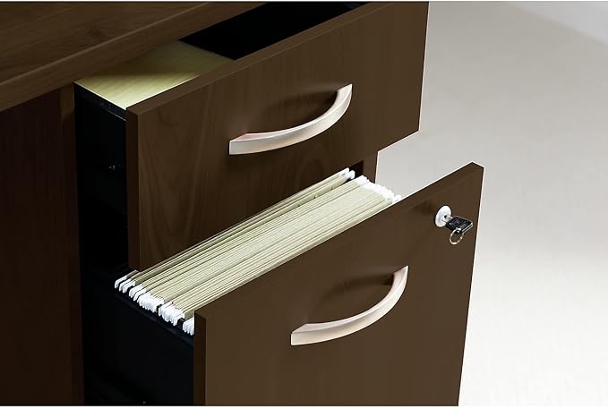 Bush Business Furniture Series C 72W x 36D Bow Front U Shaped Desk with Mobile File Cabinets in Mocha Cherry
