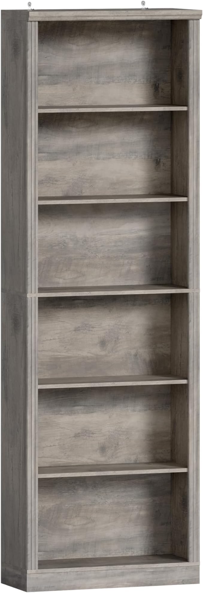 Wodeer Tall Bookshelf, 6-Tier Bookcase with 2 Adjustable Shelves, Modern Farmhouse Storage for Living Room, Entryway, Office, 23.6" W x 74.8" H x 10.6" D, Grey