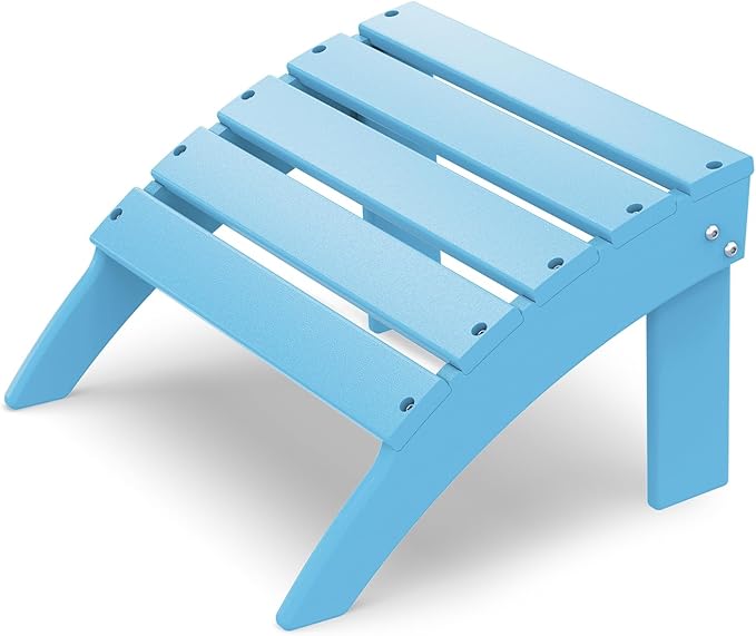 IVY&LANE Outdoor Adirondack Ottoman | Folding | HDPE | Arctic | All Weather | Waterproof Patio Footrest for Adirondack Chair | Poly Lumber Foot Rest for Deck Backyard