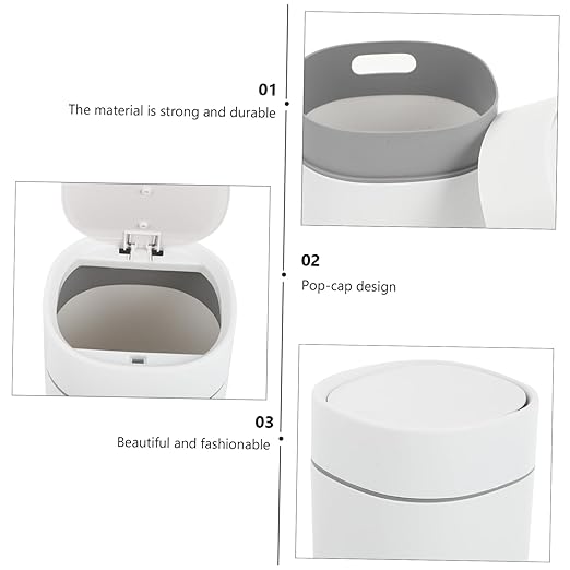 GLEAVI Slim Trash Can Lid Tiny Trash Can for Office Desktop Waste Container Bin