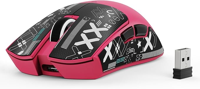 ATTACK SHARK X11SE Lightweight Wireless Gaming Mouse, 59g Tri-Mode BT/2.4G Wireless/Wired Gaming Mouse, PixArt PAW3311 Gaming Sensor, 22000 DPI, Office Mice with Tape for PC/Xbox/Win/Mac(Magenta)