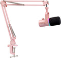 FEELWORLD PM1 XLR USB Dynamic Microphone with Boom Arm Gifts for Podcast Recording PC Computer Gaming Live Streaming Vocal Voice-Over, Studio Metal Mic, RGB Light, Mute Button, Headphones Jack (Pink)