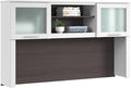 Bush Home 60-Inch Desk Hutch, Office Storage Organizer with Shelves, Cubbies and Frosted Glass Doors for Computer Desk, Home Office Furniture, Somerset Collection, Storm Gray and White