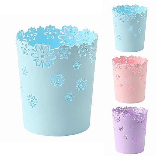 Mini Wastebasket 1 Gallons Small Blue Trash can Office Plastic Garbage Can for Bathroom Vanity, Desktop, Office or Kids Rooms (Blue, Mini)