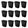 Sterilite 5.5 Gallon Rectangular Wastebasket Easy to Clean Open Top Durable Home Kitchen Trash Bin, Fits 8 Gallon Liner, 12 Pack, Black