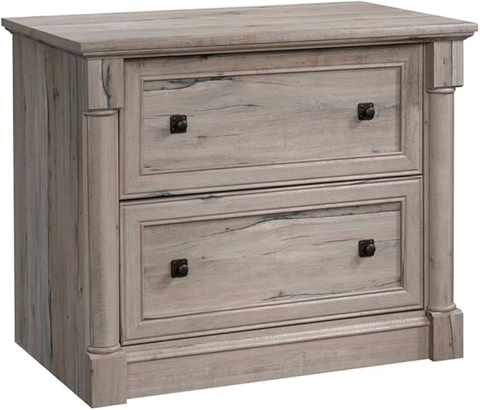 Pemberly Row Set of 2 Wood 3-Shelf Bookcase & Lateral File Cabinet in Split Oak
